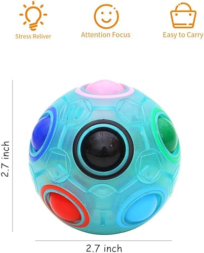 Miniatura 3 de Moruska Rompecabezas de bola de arco iris, cubo de cambio de color, rompecabezas de cerebro teaser Fidget juguete actividades de viaje por carretera