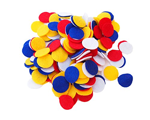 Image of Playfully Ever After Blue, Red, White & Yellow Craft Felt Circles (1 Inch - 200pc)