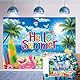 Hello Summer Banner Hintergrund 2,7 x 1,5 m Sommer Strand Hintergrund für Fotografie Tropisch Hawaii Strand Pool Party Dekorationen Foto Requisiten