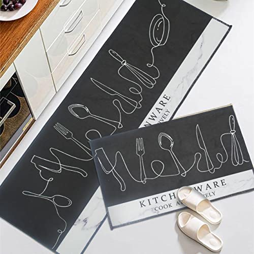 Image of HomeCloud Anti Fatigue Kitchen Rug Printed Thick Anti Slip, Washable, Big Size, Designer Folding Kitchen Mat for Home BedroomStandard Size (41 x 122 cm 41 x 61 cm) ( Kitchen Folk WHI bla)