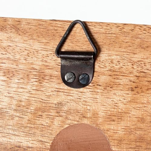 DRW Wandgarderobe aus Holz mit 4 Haken aus Marmor, Metall und Harz in Natur und Weiß, 10 x 45 x 7 cm