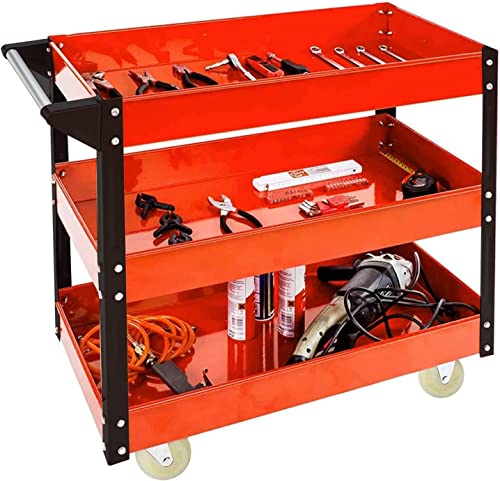OKSTENCK Heavy Industrial Commercial Service Trolley - 350 LBS Capacity 3-Tray Rolling Utility Cart,...