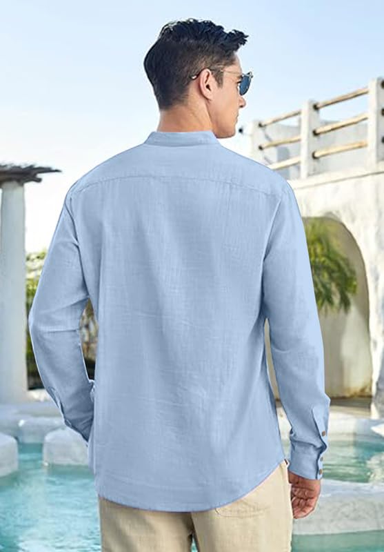Image of Men's Printed Cotton Blend Short Kurta | Regular Fit Casual Kurta Shirt for Men with Mandarin Collar | Ethnic