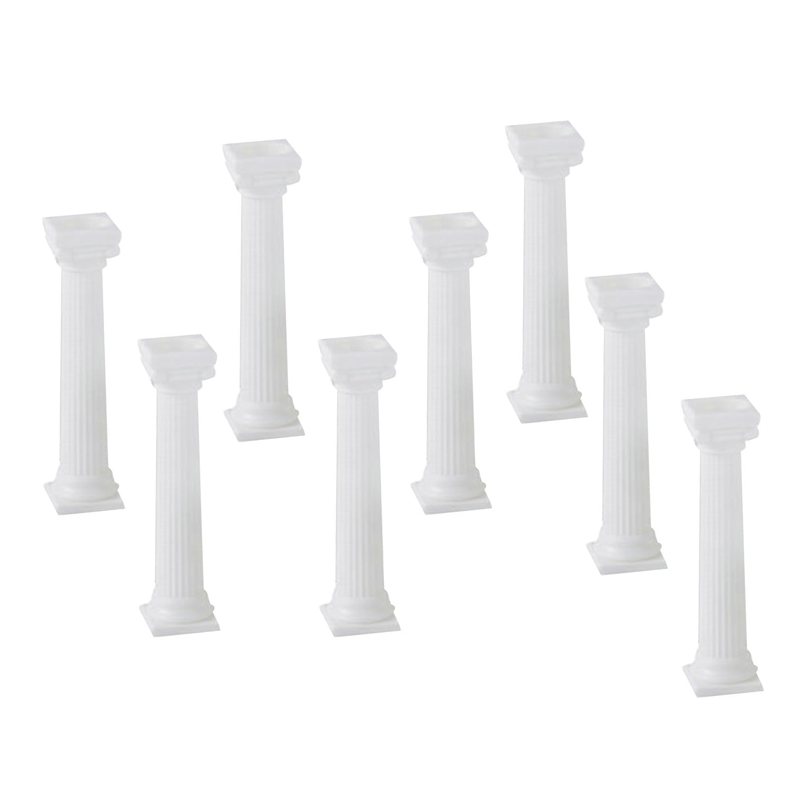 HEEPDD 8PCS Roman Pillars Plastic Columns, Vintage White Cake Support for Multi Layer Tiered Desserts Miniature Landscape Dollhouse Decor (Medium Size 12.5cm/4.9in 87g/3.1oz)
