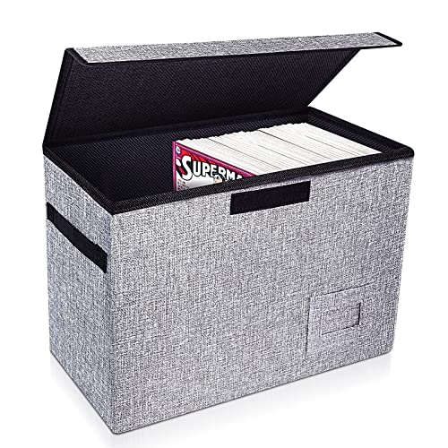 Leffis Comic Book Storage, Comic Book Box 15.5" X 7.5" X 11.3", Collapsible Comic Short Box with Lids Holds 150 Comics Heavy Duty Comic Book Bin Container