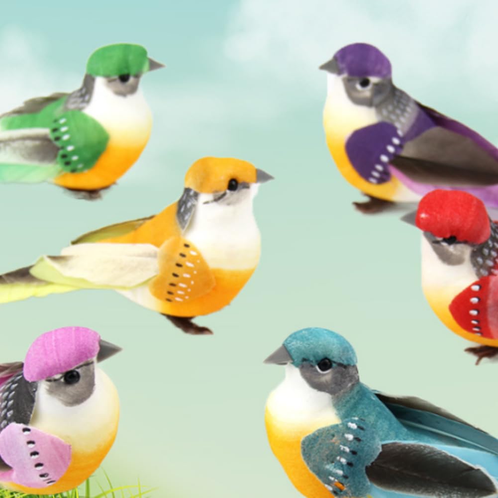 12 Stuks Leuke Kunstmatige Veer Vogel Kleurrijke Simulatie