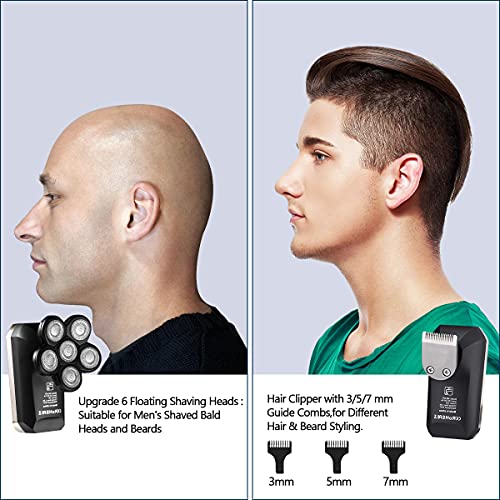 Head Shaver For Men, Yblntek 5-In-1 Electric Razor For Men Cordless Led Bald Head Shaver, Ipx7 Waterproof 6D Rotary Shaver Grooming Kit With Nose Hair Trimmer, Valentine's Day Gift For Men, Husband #TOP7