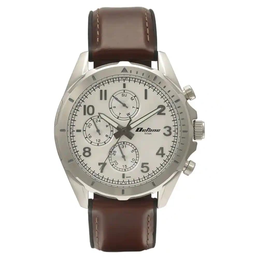 Titan Quartz Multifunction Silver Dial Silicone and Leather Strap Watch for Men-NS90122SP01 (B0BS3N9CJX) Amazon Price History, Amazon Price Tracker