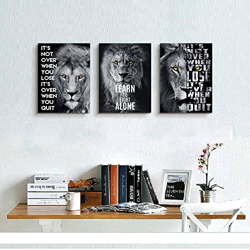 Motivational Wall Art For Office Inspirational Wall Art Decor Posters Wall Pictures Entrepreneur Quote Wall Decor Black And White Lion Canvas Art Office Decor Living Room Home Decorations 3 Piece Set #TOP3