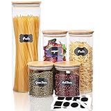 Ausein Juego de 5 Recipientes Herméticos para Almacenar, sin BPA, Contenedor de Vidrio con Tapa, Frascos Organizadores...