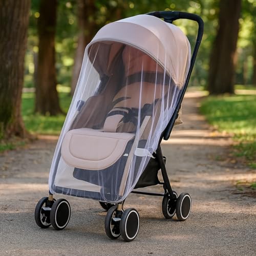 Image of Hopop Universal Mosquito Net for Baby: White, Full Coverage, Elastic Edges, Fits Strollers, Bassinets, Car Seats, Cribs, Keeps Bugs Out