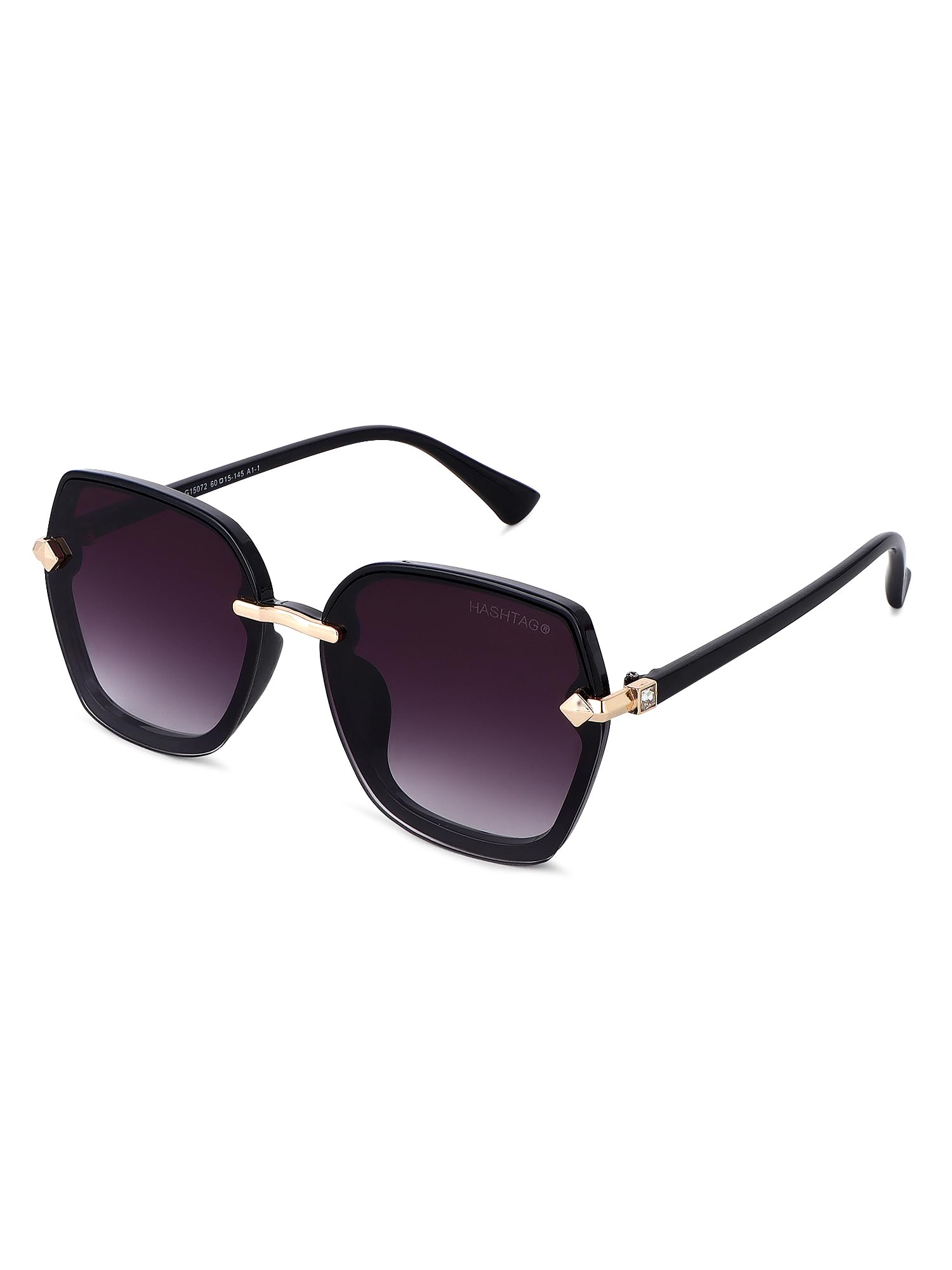 Eyewear HASHTAG EYEWEAR Xyrion | Golden & Pink Large Full Rim Butterfly Sunglasses for Men & Women [UV-protected]-picture-3