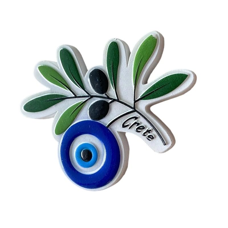 Imán decorativo Ojo Griego con rama de olivo 3.5 pulg