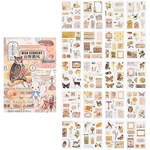 Lychii 160pcs (20Sheets) Scrapbooking Stickers, Self-Adhesive DIY Sticker with Vintage Elements for Scrapbook, Notebook, Journal, Calendar, Planner Cover