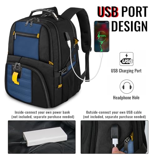 YOREPEK 18.4 Laptop Backpack, Large Backpacks with USB Charger Port, TSA Friendly Flight Approved Weekend Carry on Backpack with Luggage Strap for Men and Women, Roy Blue