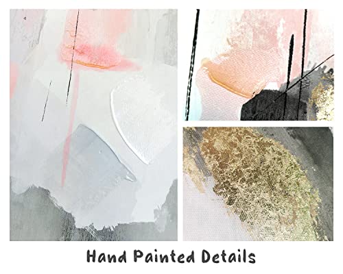 Pi Art Framed Pink And Gold Canvas Painting Abstract Wall Art Set Brush Textured Pink Artworks Wall Decor For Living Room Bedroom Women Home Office Decor (32X32 Inch, Set) #TOP3