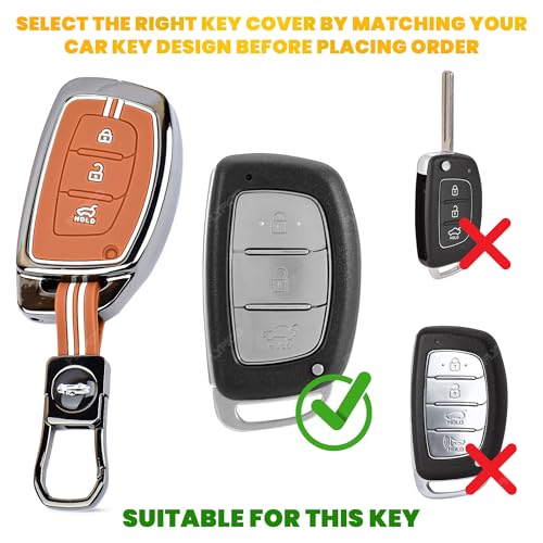 Image of Coll of Fest Premium Metal Key Cover Compatible with Hyundai Creta | i20 | Hyundai i20 Elite | i20 Active | Verna | Xcent | Tucson | Elantra | Grand i10 | Grand i10 Nios | i10 3 Button