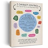 Motivational Wall Art Decor What I Can and Cannot Control Canvas Print Inspirational Mental Health Quote Framed Painting for Home Therapy Office Wall & Tabletop Decor