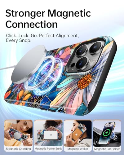Coque MagSafe iPhone 14 Pro Max fleur bleue à fixation magnétique - 3