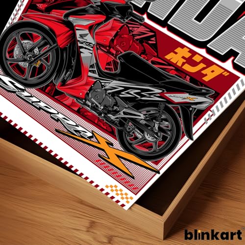 Image of BLINKART Honda Supra X 125Car Posters Sticker Gift Items for Boys Room Wall Decor || Comes with Double-Sided Tape|| Decoration Bedroom Living Room Office Studio Decor | 12x18 In (A3) - CAR-280