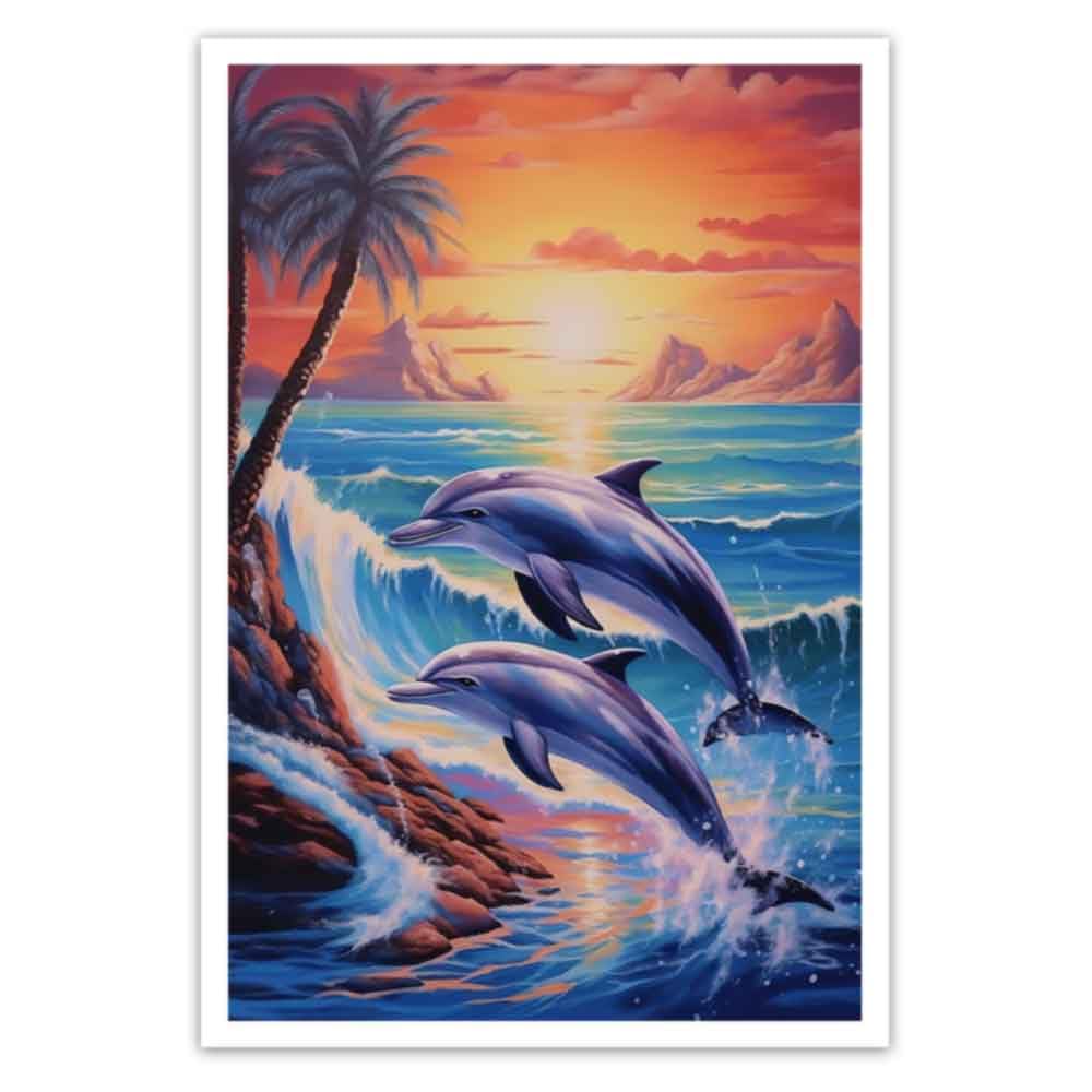 XLMDYYSW Dolphin Canvas Wall Art Dolphins Jumping out of Water