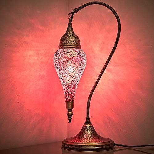 DEMMEX (10 Colors) Turkish Moroccan Handmade Colorful Mosaic Boho Swan Teardrop Table Desk Bedside Night Accent Mood Lamp Lampshade, 19" (Naughty Girl)