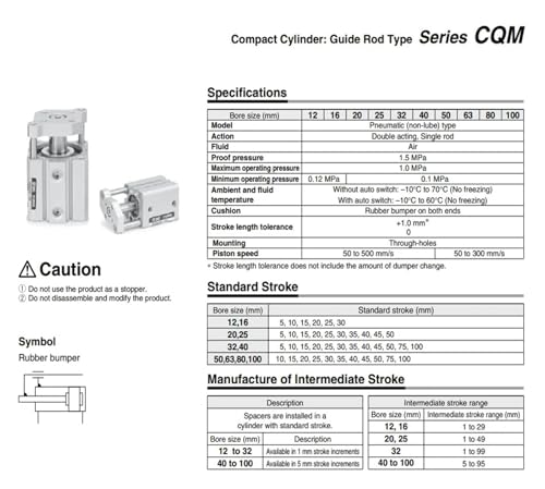 Cylindre pneumatique double effet CDQMB40 pour guidage linéaire de précision - 5