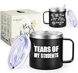 LiqCool Tears of My Students 14 Oz Teacher Insulated Mug, Teacher Gifts for Christmas Graduation, Cool Gifts for Teachers, Funny Teacher Appreciation Gifts for Math Chemistry Teacher Professor(Black)