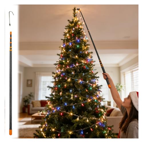 MZZKFC Palo Aislante Varilla Aislante De 45 KV con Gancho, Varilla Aislante Ligera Y Telescópica De 2 3 4 5 6 7 8 9m, Pértiga Aislante De Posicionamiento Altura Ajustable(G Head,Longest 236.2 in/6m)