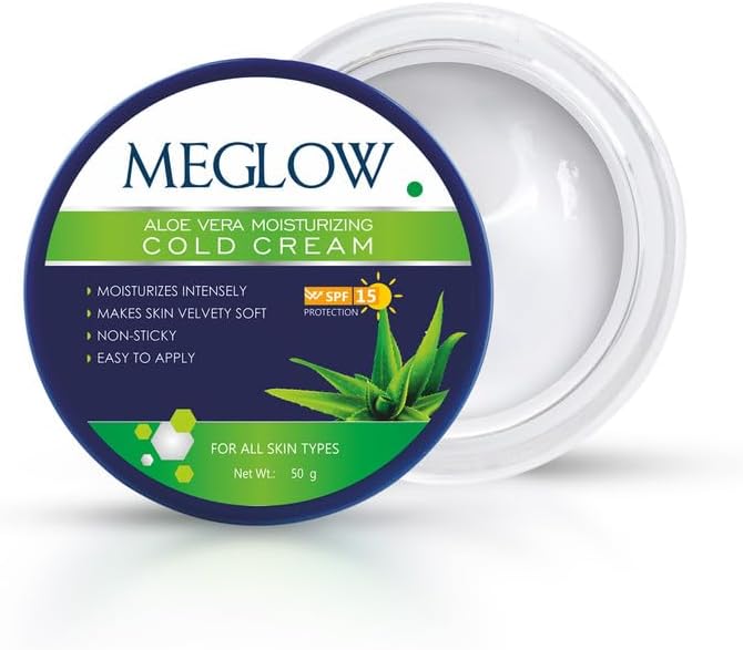 Meglow Aloe Vera Moisturizing Cold Cream | Deep Hydration & Winter Care | Enriched with Cucumber Extracts & Aloe vera for Soft, Nourished & Protected Skin 125g