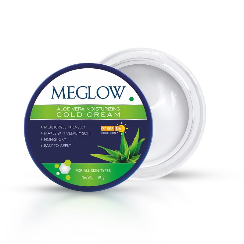 Meglow Aloe Vera Moisturizing Cold Cream | Deep Hydration & Winter Care | Enriched with Cucumber Extracts & Aloe vera for Soft, Nourished & Protected Skin 125g