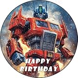7.5x Inch Edible Cake Toppers – Robot Hero Adventure Themed Birthday Party Collection of Edible Cake Decorations