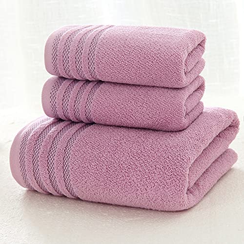 Toalla de baño de algodón suave: juego de tres piezas unisex de color sólido 4