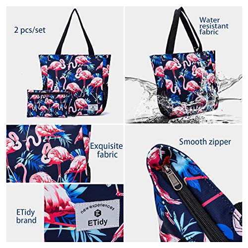 Image of ETidy Large Capacity Foldable Tote Bag With Zipper Waterproof Sandproof Women Beach Bag Handbag Gym Bag Travel Shopping Bag