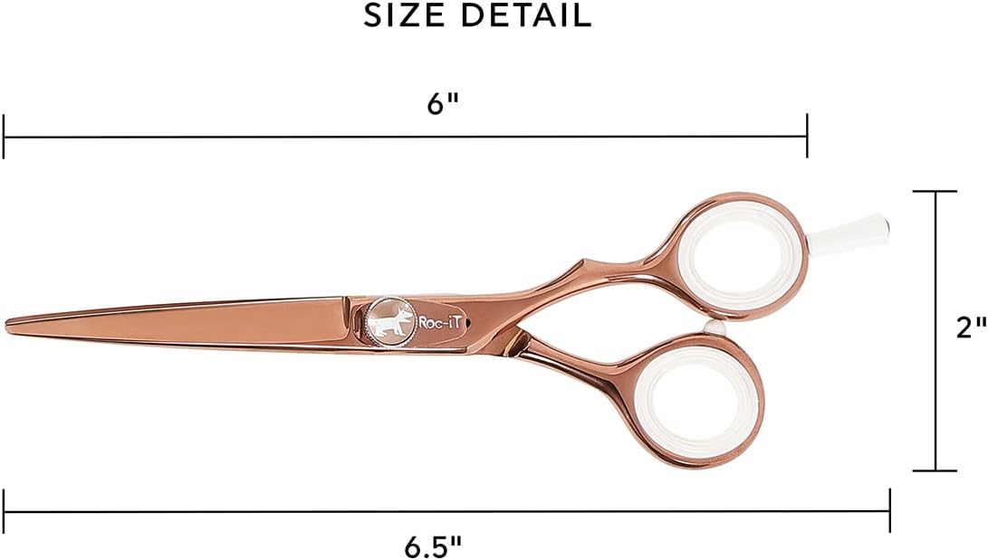 Cricket Centrix Roc-It Dog 6” Titanium Shear Professional Stylist Hair Cutting Scissor Lightweight, Rose Gold