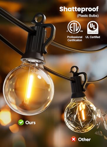 Brightown Outdoor String Lights - Connectable Dimmable LED Patio String Lights with G40 Globe Plastic Bulbs, All Weatherproof Hanging Lights for Outside Backyard Porch - Image 9