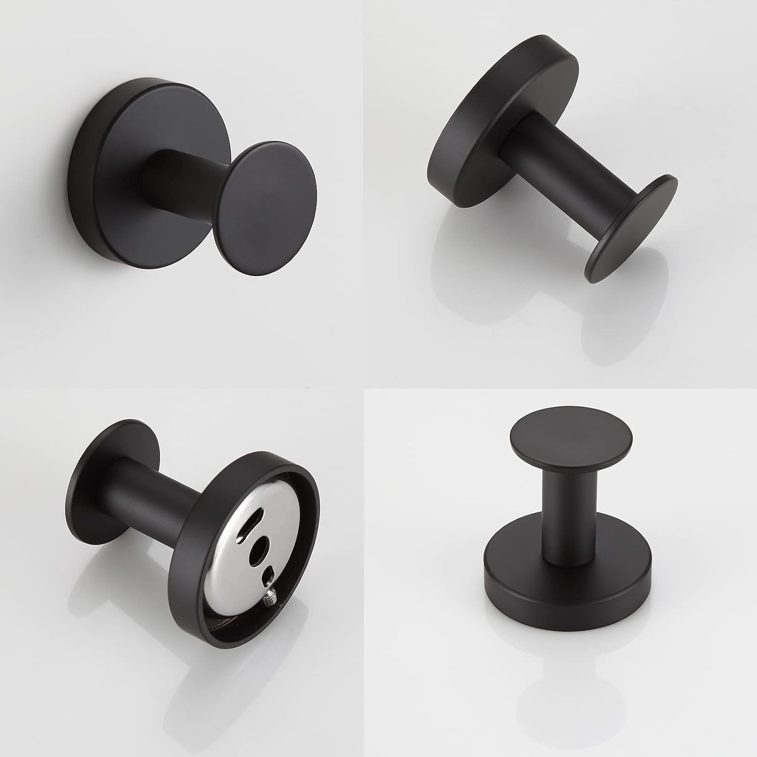 Bath Towel Hooks for Bathroom,4 Pack SUS304 Stainless Steel Robe Towel Hook Clothes Hook Home Storage Hooks Black Towel Hook Wall Mounted