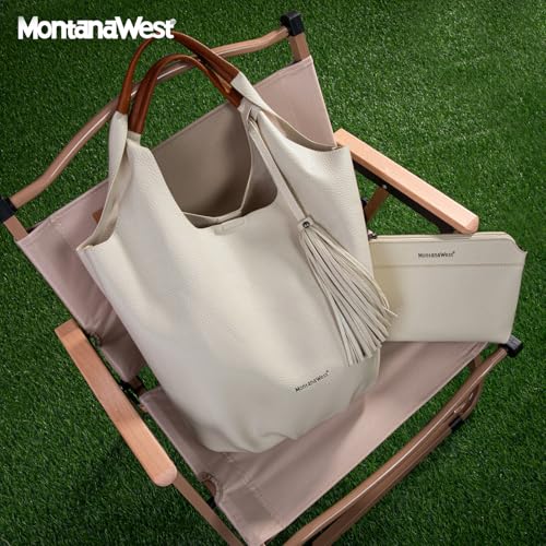 Image of Montana West Hobo Bags for Women Slouchy Handbags 2PCS Tassels Shoulder Bag with Comestic Bag