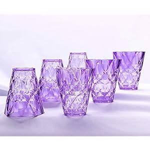Aklicon Diamond Shape Crystal Clear Water Juice Glasses for Drinking Set of 6