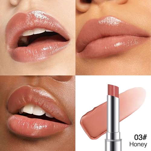 Image of Honey Nude Tinted Lip Balm for Women, Hydrating Lip Oil Stick Lip Gloss Lipstick for Mature Skin, Sheer Lightweight Moisturizing Lip Tint Balm with Natural Shine, Vegan & Cruelty-Free