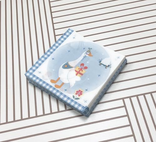 Servilletas de ganso de 2 capas azul suaves y absorbentes para decoración 6