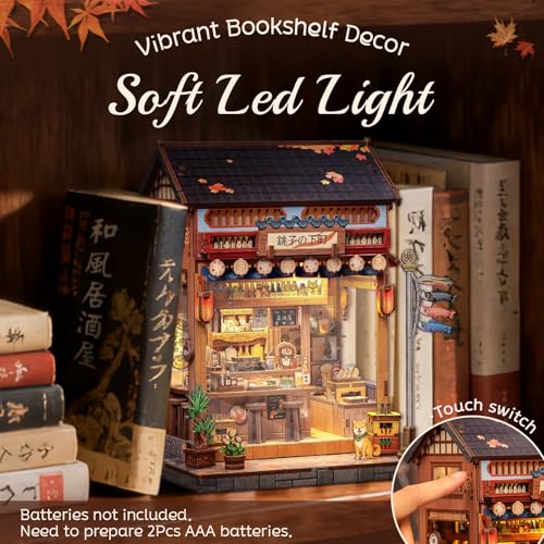 Cutefun Japanese Book Nook Kit - DIY Bookshelf Miniature Kit for Adults, Mini House Tiny 3D Puzzles Adult Craft Gifts for Women Teenagers Book Lovers (Izaka-ya Kurosawa) — photo 3