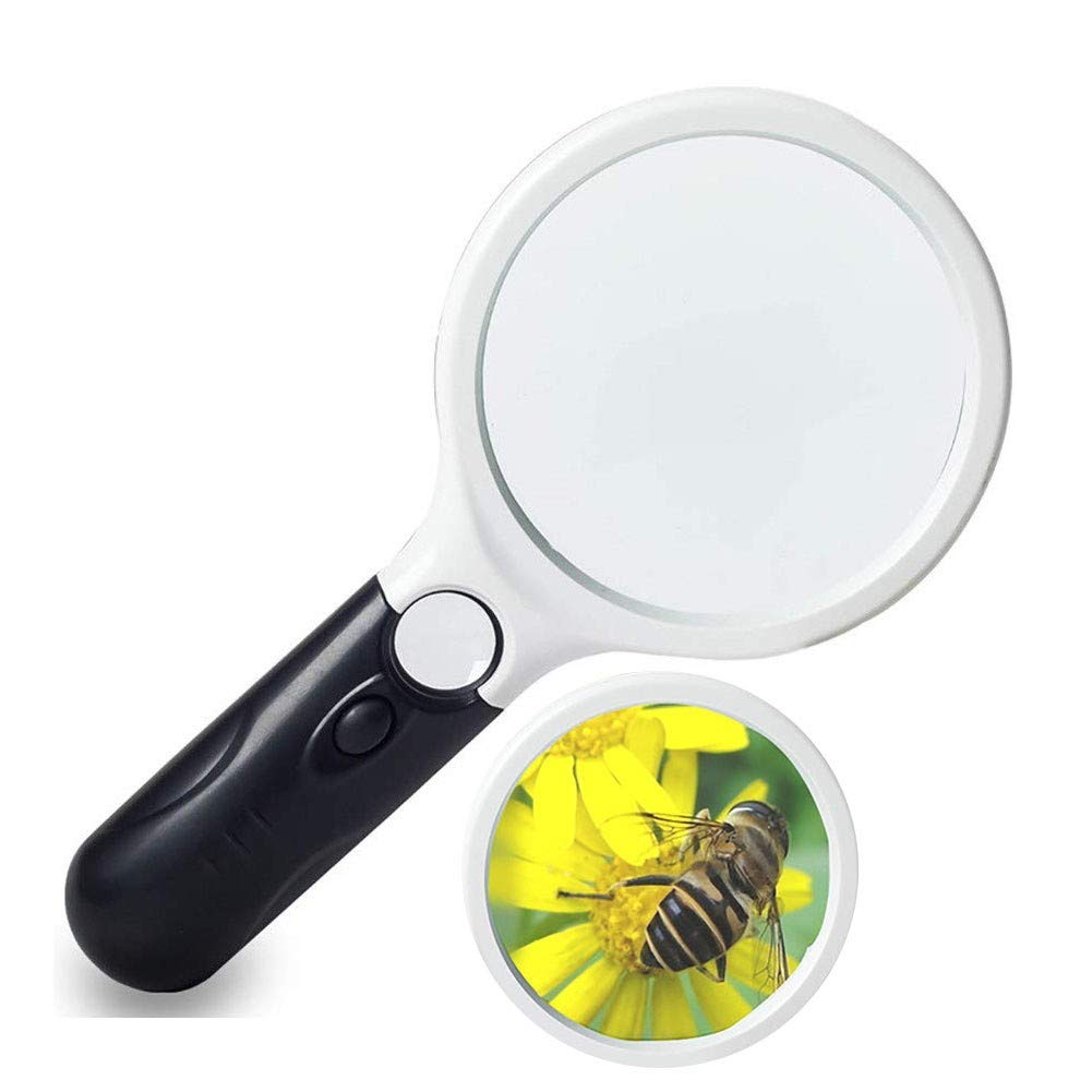 Lupas de mano con luz LED 10 veces aumento HD vidrio 1000mm alto aumento de la lectura antigua identificación lupa
