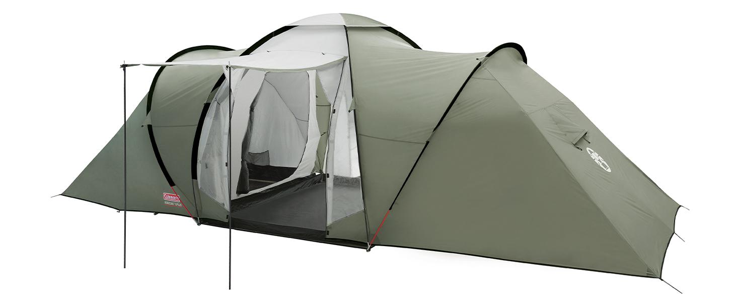 Coleman Zelt Ridgeline 4/6 Plus, 4/6 Mann Zelt, 4/6 Personen Vis-A-Vis Tunnelzelt, Campingzelt, Kuppelzelt mit Sonnendach, Wasserdicht WS 3.000mm :