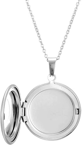 Collar con dije de boda de acero inoxidable con forma redonda y estilo medallón Metal Circonia cúbica