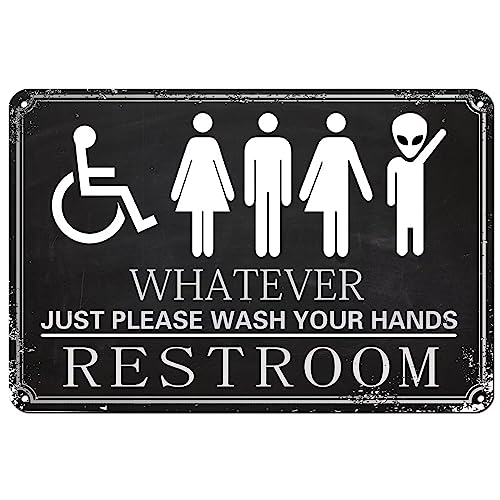 VOTHI Panneau humoristique pour salle de bain - Panneau en métal avec inscription « Just Wash Your Hands » - Décoration murale pour hôtel, maison, salle de bain - 20,3 x 30,5 cm