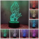Japan Helden 3D-Licht von Son Goku, Anime LED Lampe,Geist Bombe Figuren Z Goku Super Saiyajin, 7 wechselnde Farben, Acryl, Fernbedienung & Schalter Tischlampe, 3D-Kunst-Lampe, Jungen Geschenke