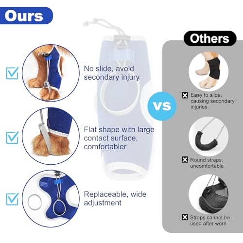 Image of Dog Knuckling Braces Wrap for Hyperflexion of Phalanges Cause by Sciatic Nerve Damage, Carpal Flexural Deformity - Dual Locking Straps for Safe Adjustable Toe Lift Support (Blue, X-Large)