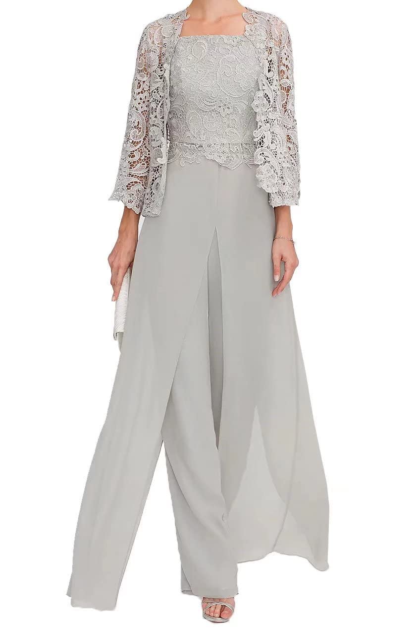 Hosenanzug Damen Festlich Hochzeit - Chiffon Abendanzug mit Jacke Festliche Hochzeitsgast Kleider mit Ärmel