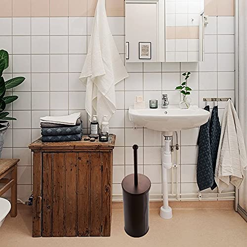 Image of Bronze Toilet Plunger with Holder for Bathroom Metal Canister Holder Drip Cup, Heavy Duty, Deep Cleaning,Quick Dry Bronze